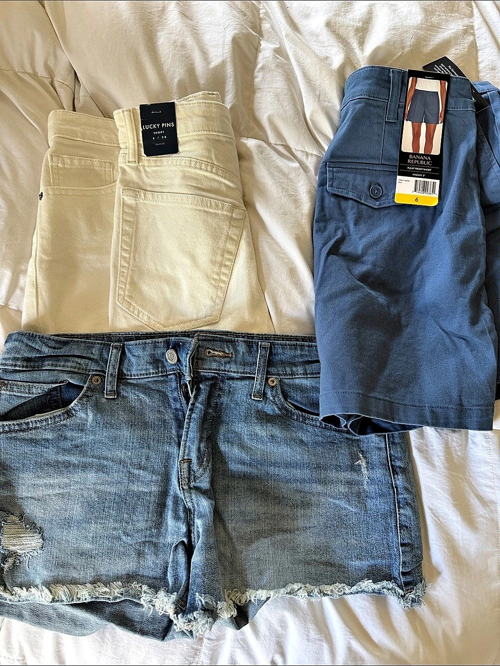 Women's Jean Shorts 3-Piece Bundle white Blue & Cream NWT